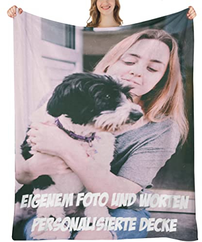 Personalisierte Decke, Fotodecke mit Eigenem Foto, Individuelle Decke mit Foto und Worten Geburtstage und Weihnachten Personalisierte Geschenke für Mama, Papa, Kind, Liebhaber, Freund, 80x120cm