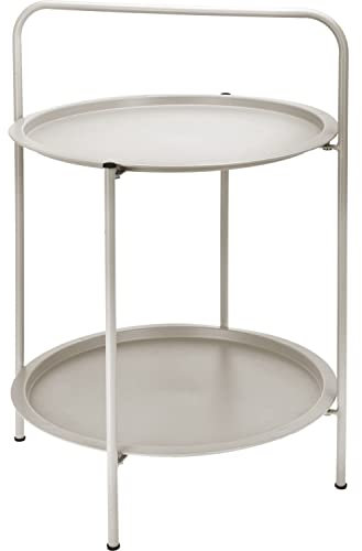 matrasa Outdoor Beistelltisch RAGNA mit 2 Etagen - Ø: 50 cm H: 66 cm - Scandi Gartentisch Dekotisch Metall dunkelgrau (hellgrau)