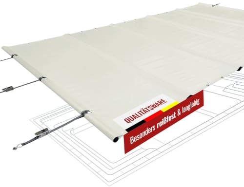ANKO PLANEN Rechteckige Poolplane Rollschutz 680g/m² - für Sommer & Winter - Poolabdeckung rechteckig - wasserdicht & UV-beständig - lichtgrau RAL7035-3,5m x 6,5m