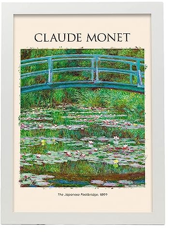 Nacnic Poster Japanische BrückeDekorative Bilder für Ihr Wohnzimmer, Schlafzimmer, Zuhause. Wandkunst-Drucke. Ästhethetische Wandabdrücke, die von Claude Monet A3 mit weißen Rahmen inspiriert sind