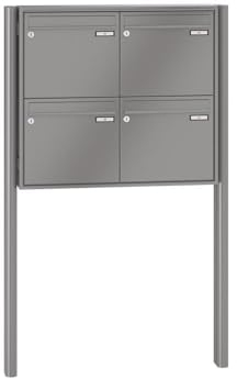 RENZ/Quadra / 4er Freistehende Briefkastenanlage Standbriefkasten/RAL-Farbe 9007 Volumen 1/zum Einbetonieren/Dein-Briefkasten.de