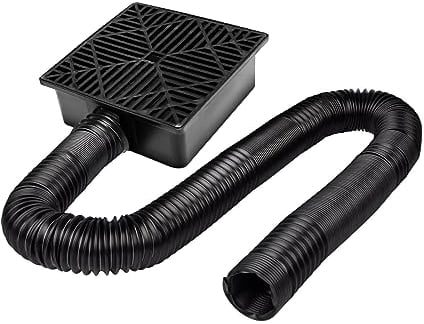 AYYDS Auffangbecken Fallrohr, Regenrohrklappe Fallrohr Verlängerungs Set, Hofablauf Bodenablauf mit Flexiblem Schlauch, Außenbereich Fallrohrverlängerung, Regenwasser Drainage (1, A - Schwarze)