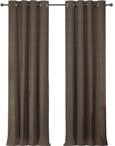 Ystyle Rideau 100% Occultant Lot De 2, 140×300cm, Rideaux Effet Lin Thermiques, Rideau Thermique Isolant Anti Froid, Rideau Opaque Salon Moderne, Rideau Phonique Anti Bruit Chambre, Café