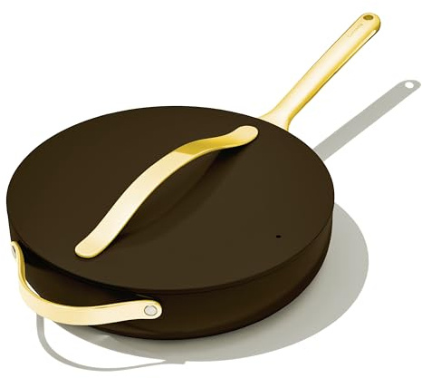 Caraway Antihaft-Keramik-Schmorpfanne mit Deckel, 4,5 l, 30,5 cm | Ungiftig, PTFE- und PFOA-frei, ofenfest und kompatibel mit allen Herdarten (Gas, Elektro und Induktion), schwarz