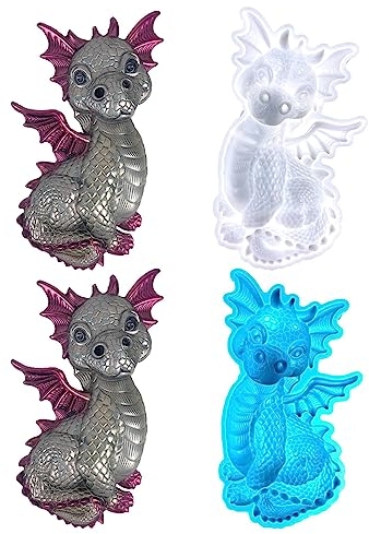 WOBBLO Silikonformen Drachen, 3D-Tierharzform, Silikonform zum Erstellen von tollen Drachenfiguren, Herstellung von Epoxidformen für die Dekoration von Hochzeitstorten
