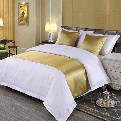 Bettläufer Und Kissenbezug Bettschals Betthandtuch Tagesdecke Bettdecken Satin Bettwäsche Schal Schutz Schlafzimmer Home Dekoration Für Einzel Doppel King Size ( Color : Gold , Size : 50x260cm (for 2m