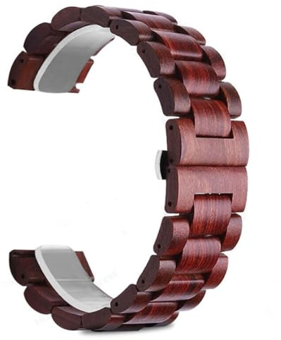 Wigento Für Apple Watch Ultra 1 + 2 49mm 9 8 7 45/6 SE 5 4 44/3 2 42mm Holz Armband Dunkelrot