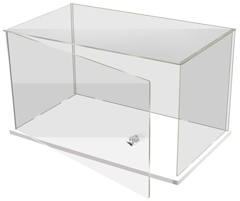 IDAFSA Transparente Acryl-Vitrine mit weißem Boden, mit Tür, staubdichter Schutz, Vitrine für Sammlerstücke, Erinnerungsstücke, Figuren, 12 Größen (20,3 x 15,2 x 20,3 cm; 20 x 15 x 20 cm)