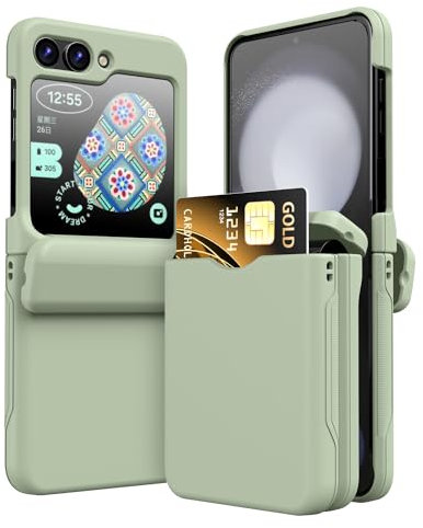 TECHGEAR for Samsung Galaxy Z Flip 5 Card Holder Case [2x Card Wallet Case] Premium Hybrid Tough Rugged Protective Bumper Case [Hinge Cover] Heavy Duty Protection for Samsung Galaxy Z Flip5 (Green)