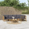 BAZZI Bambus Lounge Wintergarten 6-TLG Outdoor Bambus Lounge Balkon Lounge Modulares Sofa Bambus mit Kissen Dunkelgrau Lounge Bambus Gartenlounge Set Holz (2xMittelteil+3xEckteil+Tisch)