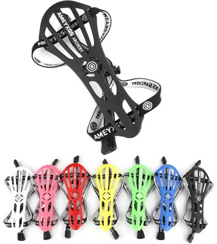 Bogenschießen Armschutz Verstellbarer 2 Riemen Schnallen Unterarmschutz für Recurvebogen Langbogen (Schwarz, 1)