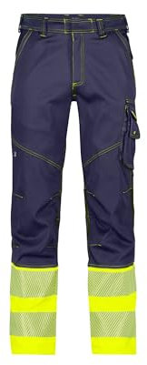 DASSY® Princeton Stretch-Warnschutzbundhose - maat 50 - DUNKELBLAU/NEONGELB