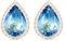 Linawe Aquamarine Stud Earrings for Women, Blue Cubic Zirconia Earrings Studs, Rose Gold Imitation Diamond Rhinestone Crystal Iridescent Teardrop Earrings Piercing Jewellery