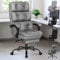ELFORDSON Executive Office Chair with Dual Paddings, High Back Desk Chairs with Armrests Footrest, Ergonomic Computer Gaming Chair with Recliner Tilting for Home Office, PU Leather, Grey