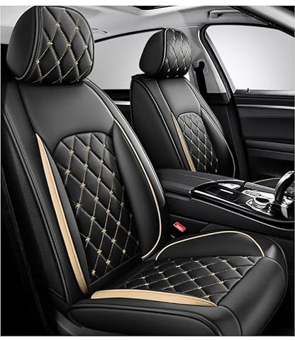 Sitzbezug Auto Full Set Für Mercedes Benz W204 W211 W210 W124 W212 W202, Autositzbezüge Leder, Autositzbezug Porosität Sitzbezüge Vorne Sitzschoner，All-inclusive, Stilvolles Aussehen(Color:Black champ
