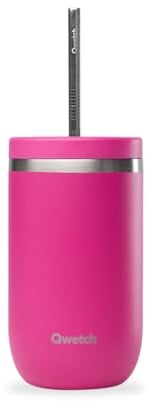 QWETCH - Cold Cup Isotherme 470ml Magenta - 24h Glacé & 12 Froid - Inox Recyclé, Anti-Éclaboussure - Idéale pour Boissons Fraîches, Bubble Tea et Café Glacé