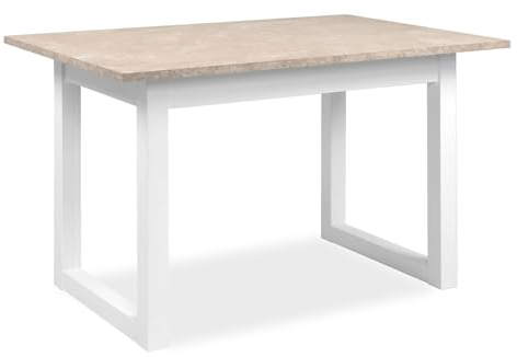 Homestyle4u Esstisch ausziehbar 120x80 cm Tisch Weiß Esszimmertisch Wohnzimmertisch Massiver Küchentisch