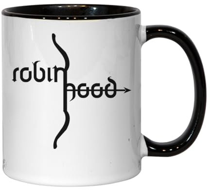 Tasse à thé ou café en céramique avec motif d'archer et d'archer de Robin des Bois Noir