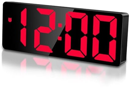 Sarsumir Wecker Digital Uhr, LED Digitaler Wecker mit Zeit Datum Temperatur Schlummerfunktion Helligkeit Einstellbar wecker Kinder für Zuhause Schlafzimmer Büro, Rot Licht