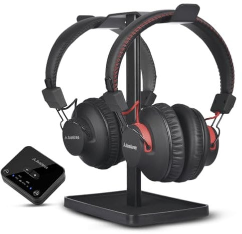 Avantree HT41899 Plus - Dual Qualcomm-Powered Bluetooth 5.3 Headphones & Charging Dock for Wireless TV Listening with aptX Adaptive, Individual Volume Controls, Optical Support, and Long 50hr Playtime