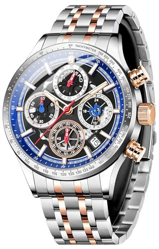 SAPPHERO Uhren Herren Chronograph Herrenuhren Analog Quarz, 50M Wasserdicht, Casual Business Armbanduhr, Stylisches Design, Elegantes Geschenk