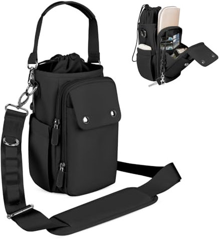 Rocason Water Bottle Holder with Strap, Cream (Black)