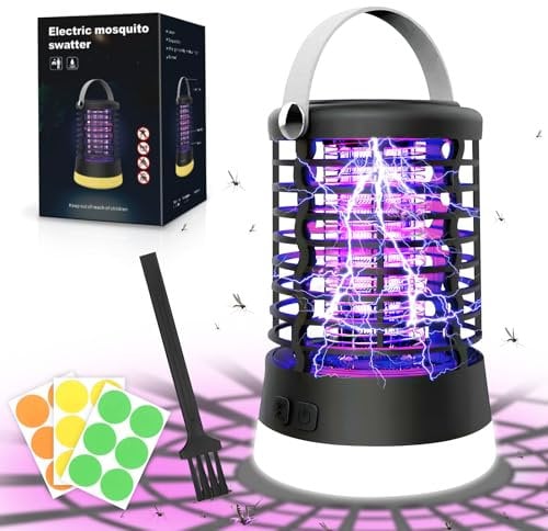 YOOHBERRYS Lámpara Antimosquitos Eléctrico, Mata Mosquitos Electrico con Cepillo Limpio, 1600V Mata Moscas Electrónico, Matamoscas Electrico Luz LED Fluorescente para Jardín, Dormitorio, Salón
