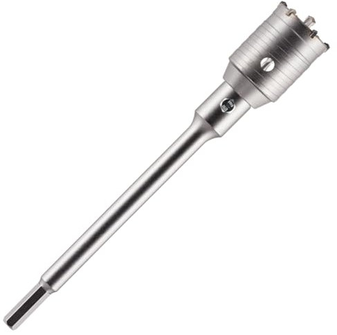 55mm TCT Core Drill Bit + HEX Shank Adapter + Tungsten Carbide Tipped Pilot Drill For Masonry, Brick, Aerated Block Etc. Concrete Hole Saw Wall Drill Bit Set With 240mm Long HEX Shank Extension Bar