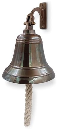 15,2 cm lange Glocke aus massivem Messing, Schiff, nautisches Bronze-Finish, hängende Glocke, perfekt für Abendessen, drinnen, draußen, Schule, Bar, Empfang und Kirche THDC