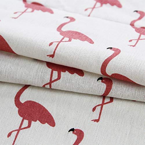 ONECHANCE Baumwollstoff Meterware 100x150cm Dekostoff Blumen Tiere Muster Baumwolle Leinenstoff für Nähen Color Flamingo Size 2 Meter