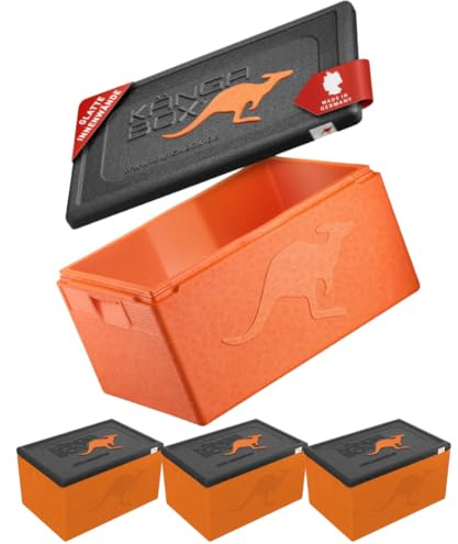 KÄNGABOX® 3-er Set Professional GN 1/1 Orange 48L – Thermobox für Essen, Styroporbox-Alternative, Warmhaltebehälter & Kühlbox, hygienisch, HACCP Ready, Temperaturbeständig von -40 °C bis +120 °C