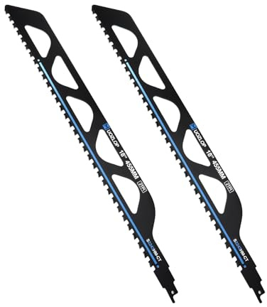 MUOZLOP 455mm Säbelsägeblätter Stein，2 Stück säbelsägeblätter hartmetall ，steinsäge，Sägeblätter Säbelsäge für Porenbeton, Metall，Ziegel，Beton (2, 455mm)