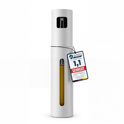 Leisure Life® Pulvérisateur d'huile premium 2.0 – Entièrement en acier inoxydable 100 ml | Protection UV, sans BPA, passe au lave-vaisselle | Brume uniforme (Lunar Steel - Uv)
