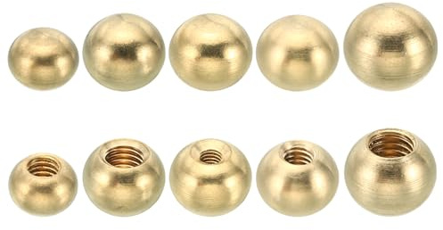 PATIKIL M4x7.5mm/M3x10mm/M4x10mm/M5x10mm/M6x12mm Thread Cap Nuts Knob, 10pcs Brass Ball Lamp Decoration Screw Caps Nut Cover Nut for Furniture or DIY Project