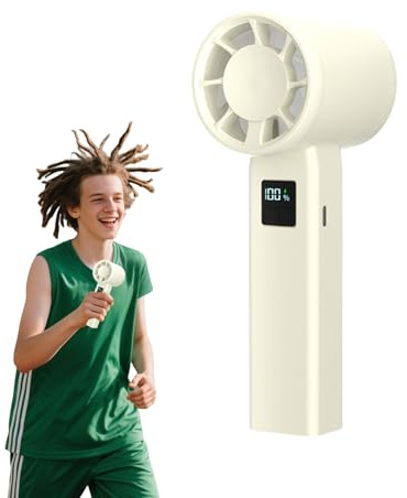 Moreeulsi Personal Handheld Fan | Small Electric Fan | Quiet Cooler with Speed Display Rechargeable Gadget for Indoor Travel Beach Construction Site Home Festival Walking Outdoor Workplace
