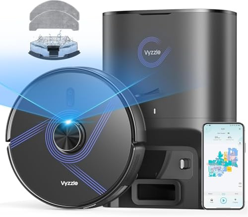 Vyzzle Robot Vacuum Cleaner with Mop, 10,000Pa Suction, 3.5L Self-Empty Station, Lidar Navigation, 180 Mins Runtime, App/Voice Control, Robotic Vacuums for Hard Floor, Carpet, Pet Hair, E20