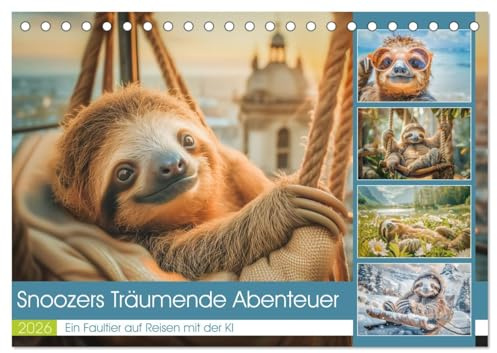 Snoozers Träumende Abenteuer (Tischkalender 2026 DIN A5 quer), CALVENDO Monatskalender: Tauchen Sie ein in die entspannte Welt von Snoozer, dem ... Abenteuern durch das Jahr. (CALVENDO Tiere)