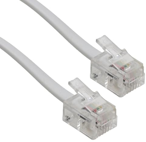 kenable ADSL Broadband Modem Cable RJ11 to RJ11 Phone Socket to Router Flat White 15m