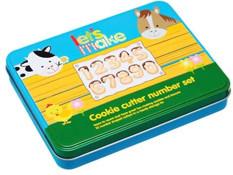 KitchenCraft Let's Make Number Cookie Cutter Set for Kids, Stainless Steel, Large, 9 Pieces