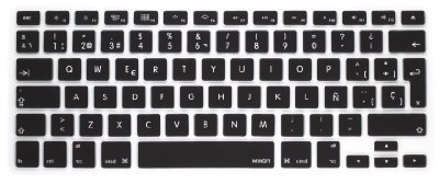 MiNGFi Protector de Teclado Silicona español para MacBook Pro 13 A1278 A1425 A1502 (2008–2017), Air 13 A1369 A1466 (2010–2017), Pro 15 A1398 A1286 (2008–2015), Pro 17 A1297 (2011) EU/ISO - Negro