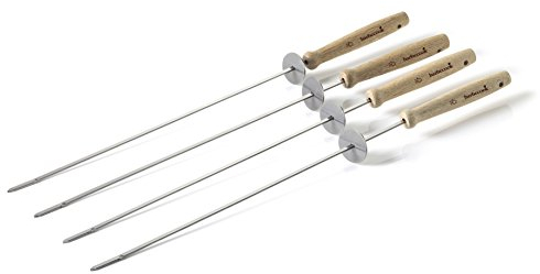 Barbecook Lot de 4 Brochettes avec Bagues, Acier Inox/Bouleau FSC, 46 cm