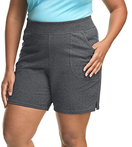 Just My Size Plus Size Cotton Jersey Shorts, Pull-on Gym Shorts, 7 Inseam