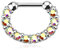 Piercingfaktor Piercing Ring Septum Tragus Helix Ohr Nase Lippe Brust Intim Nasenpiercing Nasenring Ohrpiercing Schild Clicker mit 5 Zirkonia Stein Silber Rainbow