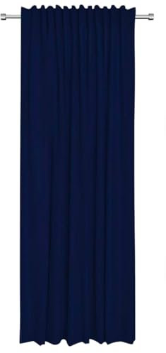 Rollmayer Vorhänge mit Tunnelband Kollektion Vivid (Dunkel Blau 16, 135x240 cm - BxH - 2 er Pack) Blickdicht Uni einfarbig Gardinen Schal für Schlafzimmer