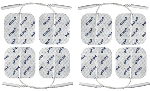 axion 8 TENS EMS Elektroden Pads 5x5 cm, Wiederverwendbare Klebeelektroden für TENS Geräte & EMS Trainer, sehr Gute Haft- Leitfähigkeit, 2mm Steckanschluss | Zertifiziertes Medizinprodukt