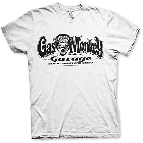 Gas Monkey Logo Originale della Scimmia Licensed (L, Bianco)