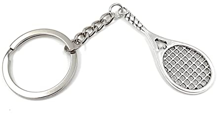 Onwomania - Tennis Schläger Sport Schlüsselanhänger - Metall Glücksbringer ideal als Geschenk z.B. für den besten Freund, die beste Freundin, Mama - Für Männer, Frauen & Kinder