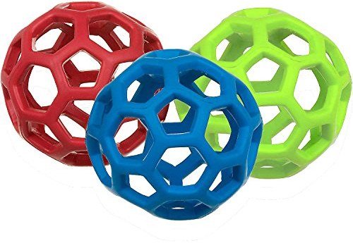 JW Pet HOLEE Roller Ball Hund Kauen springendes Spielzeug KLEIN 8,9cm-3 Stücke