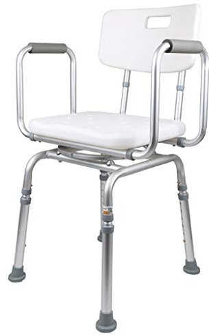 Bad/Duschhocker mit Drehsitz Badewanne Dusche Lift Chair mit Armlehnen Rückenlehne In 6 Höhen einstellbar Badehilfe für ältere, behinderte, Schwangere Frauen