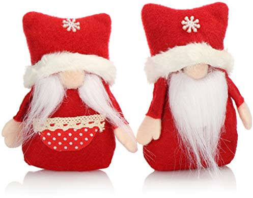 com-four® 2X Premium Weihnachts-Wichtelpaar Gr.S für die Weihnachtsdeko, Nordpol-Figuren als winterliche Dekoartikel, Niedlicher Zwerg mit Doppelzippfelmütze